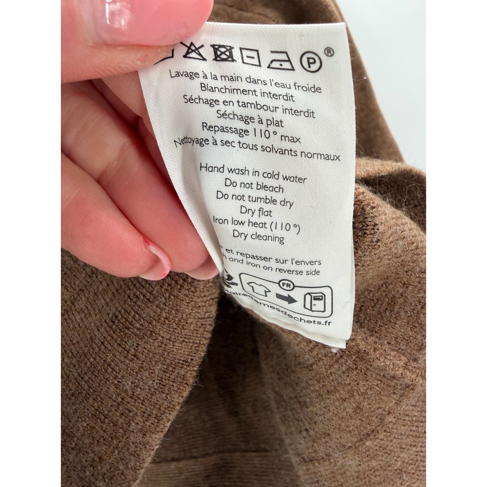 Sezane Chlo Cardigan Women S Brown Merino Wool Cropped Parisian Chic S231GIL003M - Picture 7 of 10